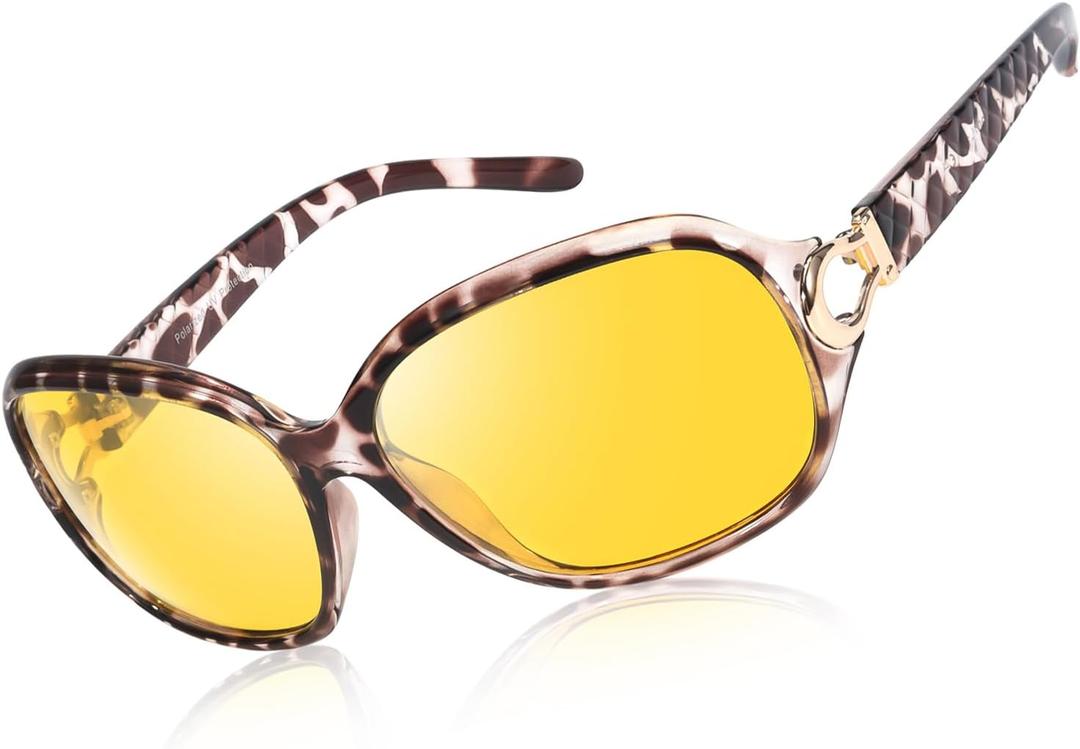 TJUTR Night-Vision Glasses for Women, Polarized Night-Driving Glasses Reduce Glare Nighttime Glasses UV Protection