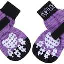 PUPTECK Anti-Slip Dog Socks with Double Sides Grips for Small Medium Large Dogs Hardwood Floors Prevents Licking, Dog Shoes for Hot Pavement Traction Control Paw Protector for Senior Dogs, Purple Size: L
