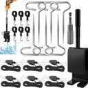 Housolution Ice Anchor Tool Kit, 20Pcs Universal Ice Fishing Shelter Tools with 1/4" Adapter Head Anchor Drill Adapter, Tent Stakes, 13FT Ratchet Ropes, Tent Hooks, Setting Up Icing Shelters Tents