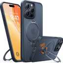 TORRAS 360 Spin Magnetic Stand for iPhone 14 Pro Max Case, Fit for Magsafe, Military Grade Shockproof Slim Protective Case for iPhone 14 Pro Max Case with Stand&Ring Holder, Black