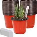 TDHDIKE 4" Small Plastic Plant Nursery Pot/Pots (100pcs) Seedlings Flower Plant Container Seed Starting Pots , Come with 100pcs Plant Labels