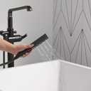 Delta Faucet Tetra Floor-Mount Freestanding Tub Filler with Hand Held Shower, Black Tub Faucet, Matte Black T4789-BLLHP-FL (Valve and Handle Not Included)