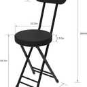 Folding Stool,Cushioned Padded Folding Stool 18.1 inch,Black Portable Heavy Duty Collapsible Padded Round Stool, 18.1" B1