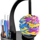 ULOI Crochet Yarn Holder - Upgrade with Crochet Accessories Storage Attachment, Magnetic Wooden Yarn Storage for Knitting Accessories, Perfect for Crocheting and Knitting Projects, Ebony Finish