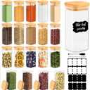 TBWIND 20 Pack 10 oz Square Glass Spice Jars with Lids and Labels Airtight Small Spice Containers Set, Clear Glass Storage Jars for Seasoning, Spices, Kitchen Pantry Organization
