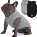 2Pack Fleece Dog Sweater Vest with Leash Ring Pullover Dog Clothes Sweaters for Dogs with Reflective Strip Puppy Clothes Sweater Soft Lightweight Jacket for Fall/Spring/Winter, M (Back:14.57",Chest:18.9", 15-25 lbs), Black,Grey