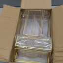 Floroom 12 Pack 5x7 Inch Clear Acrylic Sign Holders, Double-Sided Gold Display Stand Picture Frames for Table Numbers, Menus, Flyers, Weddings, and Offices
