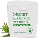 Desert Essence Tea Tree Oil Dental Tape - 30 Yards - Pack of 6 - Naturally Waxed w/Beeswax - Thick Flossing No Shred Tape - On The Go - Removes Food Debris Buildup - Cruelty-Free Antiseptic