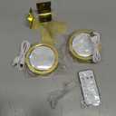 Brightown 3-Pack Picture Lights for Wall,Rechargeable Battery Operated Painting Light Magnetic Art Display Light with Remote, Puck Lights, Dimmable & Timer Art Lighting for Paintings Wireless,Gold