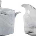 Marbling Ceramic Milk Jug Sugar Bowl, Coffee Serving Set, Creamer Pitcher and Sugar Bowl Set