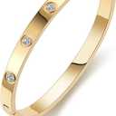 PDWZNBA 18K Gold-Plated Love Friendship Bracelets Trendy Stainless Steel Bangle Jewelry Gifts for Women