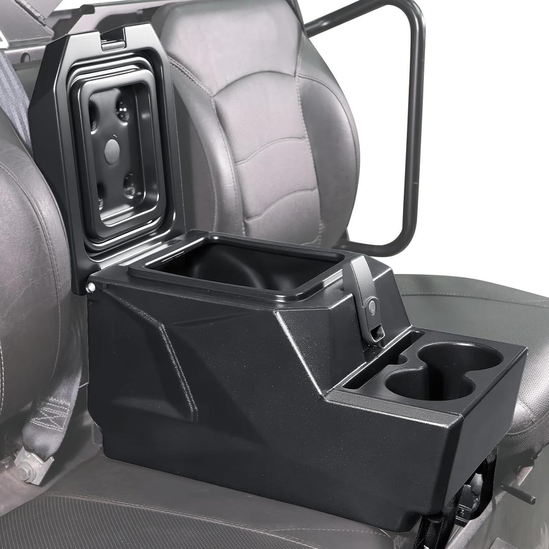 StarknightMT UTV Center Console Armrest Box with Cup Holders, Universal Fit Bench Seat Storage Compatible with Ranger 1000/ XP, Uforce 1000/XL, Defender HD5/7/8/9/10, Mule, Pioneer 700 1000