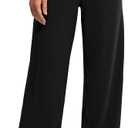 Promover Wide Leg Pants Woman Yoga Pants with Pockets Loose Stretch Casual Lounge Sweatpants Women Fashion Clothing (Black, M, Regular)