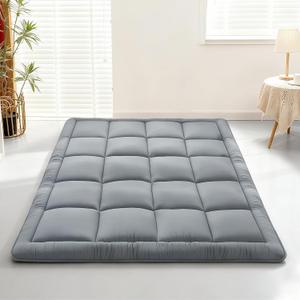 Japanese Floor Mattress Futon, Thick 5-Layer Roll Up Foldable Mattress, Comfortable Foam Tatami Mat Sleeping Pad (Gray, Full) (Grey)