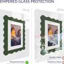 5x7 Wavy Picture Frame with Mat for 4x6, Real Glass and Wooden Frame - Tabletop or Wall Hanging Photo Frame(1 Pack, Green)