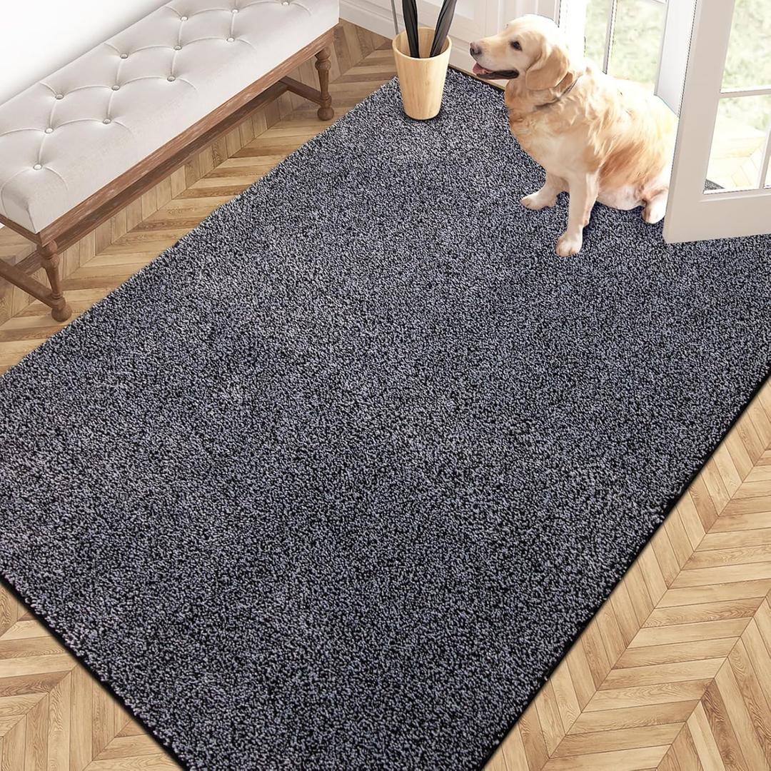 PURRUGS Area Rug, 48" x 72", Bluish Grey-Black
