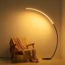 NUR Modern Arc Floor Lamp with Remote Control, 67" Tall Bright LED Standing Lamp, Stepless Dimmable & 3 Color Temperatures, Minimalist Curved Pole Light for Living Room, Bedroom & Office, Black