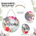 Yookeer Welcome Signs for Front Door Spring Decorations Farmhouse Wreaths Door Hanger Rustic Wooden Welcome Flower Hanging Wall Porch Indoor Home Decor for Spring Summer Seasons Holiday