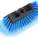 Car Wash Brush Head, 10 Inch Automotive Wash Brush Head with Soft Bristles, Flow-Thru Dip Brush for Vehicle Boat RV Camper Truck Washing, Universal Car Accessories (Blue)