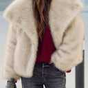 ZESICA Women's Winter Faux Fur Coats Fluffy Jacket 2026 Trendy Long Sleeve Lapel Shaggy Warm Outerwear with Pockets (M)