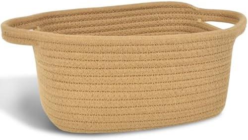 ABenkle Small Storage Basket, Mini Cotton Rope Woven Basket, Cute Boho Decorative Toy Storage Bin