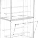 Acrylic Display Case for Collectibles 3 Layer Adjustable Figure Display Case with Magnetic Door Clear Stackable Display Box for Figures Showcase 2Pack