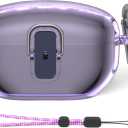 WOFRO Clear Purple Hard Case for Sony WF-1000XM5(2023) - Protective Shockproof Earbud Case with Safety Lock, Lanyard & Keychain (Portable Electronic Device Cover)