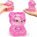 ZTATU Gummy Bear Squishy Fidget Toys (1PCS) Stress Balls for Adults Sugar Stress BallSensory Toys Squishy Ball, Stress Relief Toy Squeeze Ball Party Favors for Kids, Easter Basket Stuffers (Pink)
