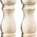 BILL.F Salt and Pepper Grinder Wooden Pepper Mill Grinder White Salt Pepper Shakers Set of 2 with Adjustable Ceramic Rotor- 7 Inch