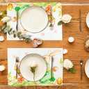 Watercolor Easter Placemat with Bunny,Placemats Set of 4,Easter Egg Dining Mat for Kitchen,Dining Room,Table Decoration,Watercolor Spring Holiday Themed Placemat 12x18 Inch