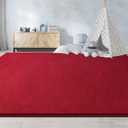 Large Area Rugs for Living Room Bedroom, 7x10 Feet Burgundy Red Rug, Minimalist Modern Shag Rug, Soft Thick Memory Foam Indoor Carpet, Non-Slip Washable Rug for Boys Girls Dorm Nursery Room Home Decor