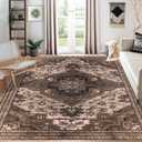 Boho Area Rug 2x3 Washable Living Room Rug, Soft Cotton Bedroom Rug Moroccan Floor Carpet for Nursery Entryway Kitchen Office (2x3ft/24x36in/60x90cm, Brown)