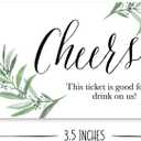 3 x Hadley Designs 50 Greenery Eucalyptus Drink Coupons for a Free at Weddings, Work Events or Party Bar, One Free Beer Wine Alcohol Soft Drink or Food Vouchers, Cheers Large Drinking Paper Raffle Cards