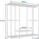 Ulif E3 Heavy Duty Garment Rack, 4 Tiers Freestanding Closet Organizer System with 5 Shelves, Metal Closet Organizer and Storage System for Clothes, Max Load 850lbs, 58.4"W x 15.7"D x 77.3"H, White