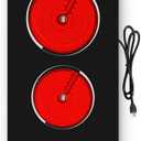 VBGK Electric Cooktop,12 Inch Built-in Radiant Electric Stove Top,110V 2100W 2 burner cooktop With 9 Heating Level, Timer & Kid Safety Lock, Sensor Touch Control 2 burner Induction Cooktop