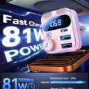 JOYROOM Bluetooth 6.0 Car Adapter FM Transmitter 81W Fast Charging Cigarette Lighter Hands-Free Calling Support USB Drive, Pink