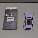 DEERLAMN Case for iPhone 15 with Slide Camera Cover + Screen Protector (2 Packs), Rotated Ring Kickstand Military Grade Shockproof Protective Cover-Light Purple