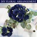 Peonies Artificial Flowers Bulk, 12 Bundles Fake Silk Peonies Faux Eucalyptus Bouquet Realistic Peony Floral Arrangement for Wedding Table Centerpiece Vase Decor (Navy Blue)