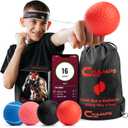 Boxing Reflex Ball Set with Punch Counter App 4 Boxing Balls with Varying Weights, Headband and 4 Spare Strings to Improve Speed, Hand-Eye Coordination for Men, Kids Boxing Equipment MMA Gear Gift