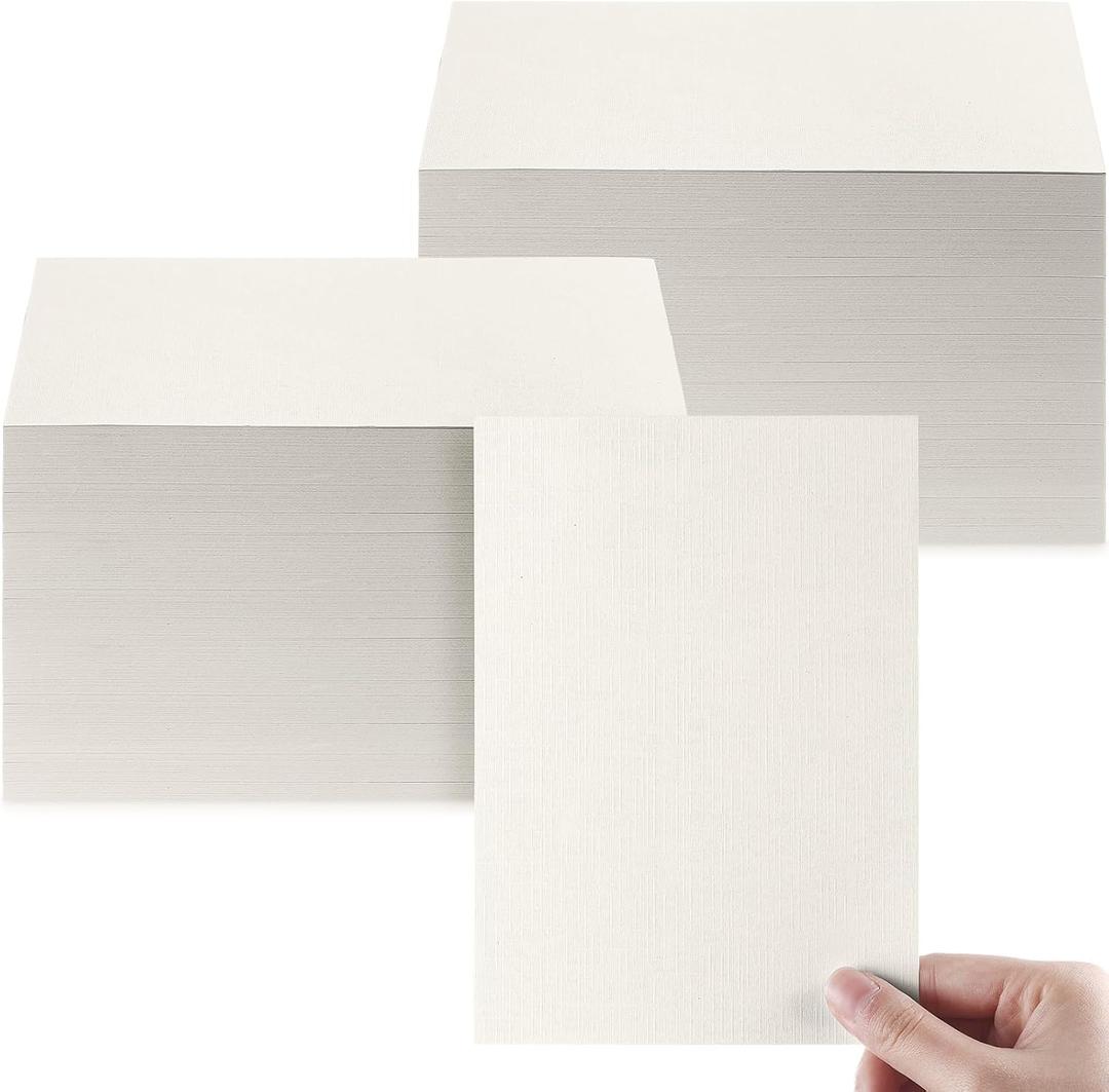 Geosar 300 Sets Linen Cardstock Invitation Cardstock Heavyweight Printer Paper 92lb 250gsm Index Cards for Printer Cover Postcards Blank Flash Note Greeting(Beige)