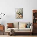 ARTZGX Farmhouse Daisy Wall Art Rustic Floral Canvas Prints Vintage Country Flower Pictures for Kitchen Bathroom Wall Decor Frame(White 16L x 24W)