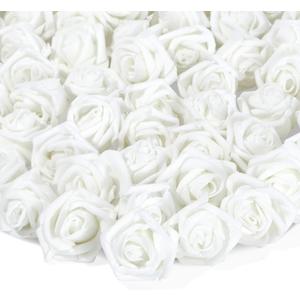Bright Creations Fake Foam Flower Heads - 2-Inch White Stemless, 200 Pack - Artificial Flowers Bulk for Crafts & Decor