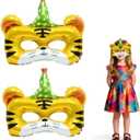 3 x Inflatable Tiger Mask Foil Balloons Masks For Masquerade Party Animal Print Jungle Safari Wild One Theme Balloons Decor The Big One Decorations For Baby Shower Birthday Party Decorations
