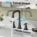 FORIOUS Black Bathroom Faucet for Sink 3 Hole,Widespread Matte Black Bathroom Sink Faucets,2 Handles RV Bathroom Faucets Vanity with Pop Up Drain and Supply Hoses