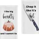 LSJEHTQ Kitchen Towels Set of 2, Bundts and Knife Dish Towel for Kitchen, Decorative Hand Towels for Bathroom, Fast Drying Tea Towel with Funny Sayings, Housewarming Xmas Gifts for Women Mom -B15