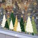 Whaline 9 Sheets Christmas Window Clings Window Decals White Green Gold Xmas Tree Snowflake Reusable Anti-Collision Windows Decor for Winter Home Glass Mirror Decor