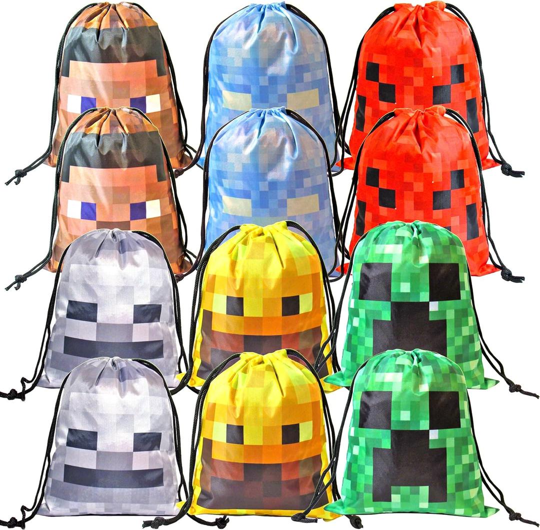 Pixel Theme Party Favor Bags, Pixel Birthday Decorations, Pixel Birthday Party Supplies, Pixel Party Favors, Goodies Treat Bags, Candy Bags, Creeper