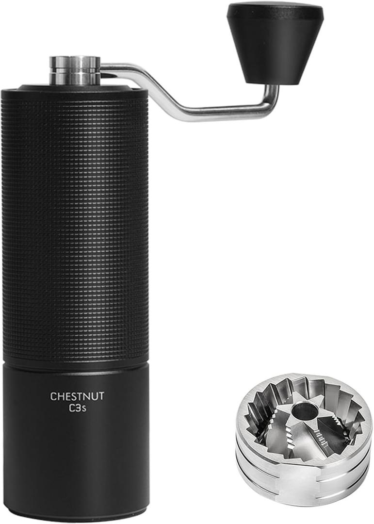 TIMEMORE Chestnut C3S Manual Coffee Grinder, Stainless Steel S2C Conical Burr Coffee Grinder, Hand Coffee Grinder, Adjustable Grind Setting for Travel/Camping/Home, Black