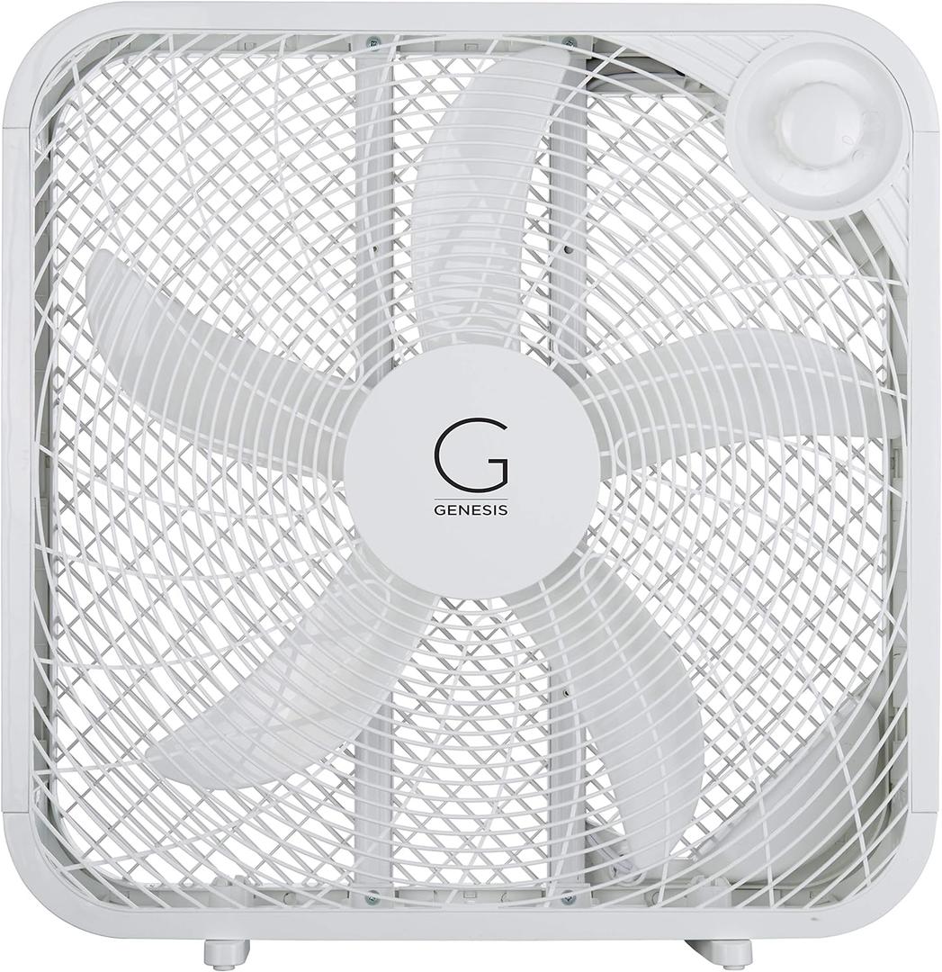 Genesis 20" Box Fan, 3 Settings, Max Cooling Technology, Carry Handle, White (G20BOX-WHT)