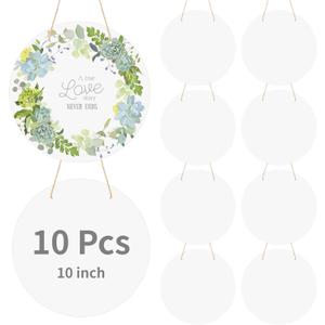 10 PCS Aluminum Sublimation Door Hanging Disc Signs, 10 Inches Unfinished Blank Sign Door Hanger, Sublimation Ornament Blanks Decorative Signs, Blank Decorations Sublimation Metal Sign